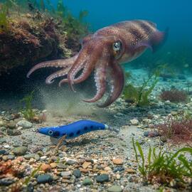 Señuelo Calamar BEGIX GAMBA 2.5 BLUE PINK DOTS NAT