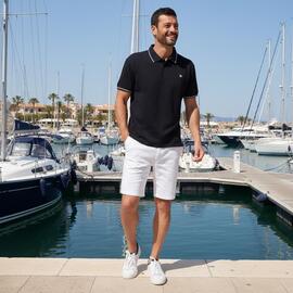 Polo piqué de manga corta Marino