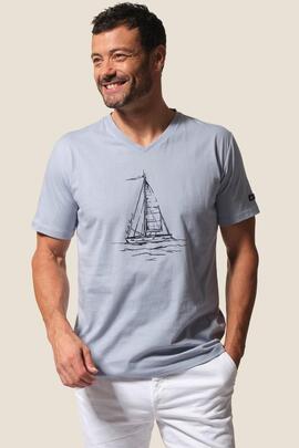 Camiseta de cuello en V Cielo